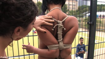 Carmen Blue in 'Euro babe gets tied up and exposed to a field of soccer players totally naked!!!'